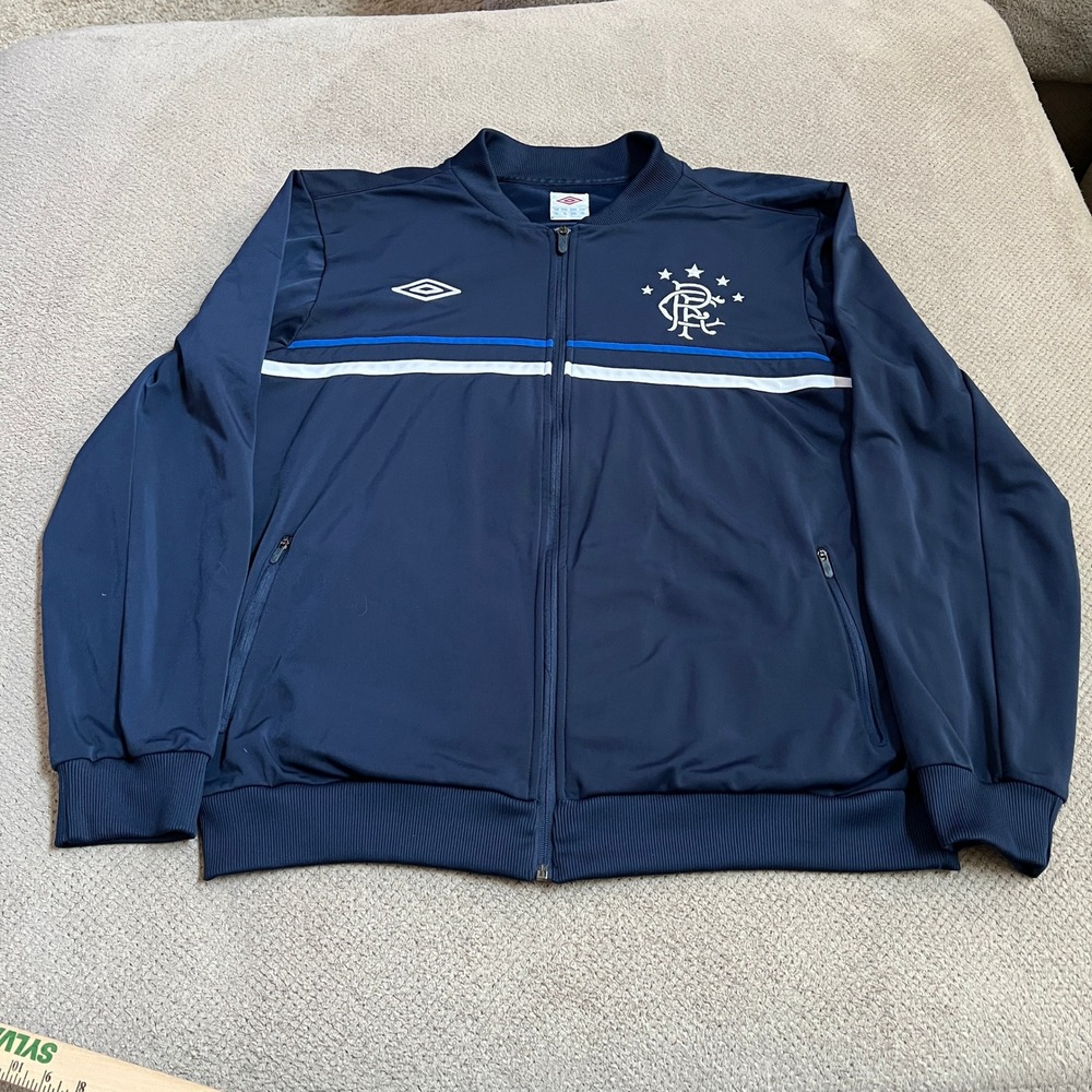 Vintage 2000s Umbro Rangers FC Track Jacket Navy Blue Full Zip Size XL